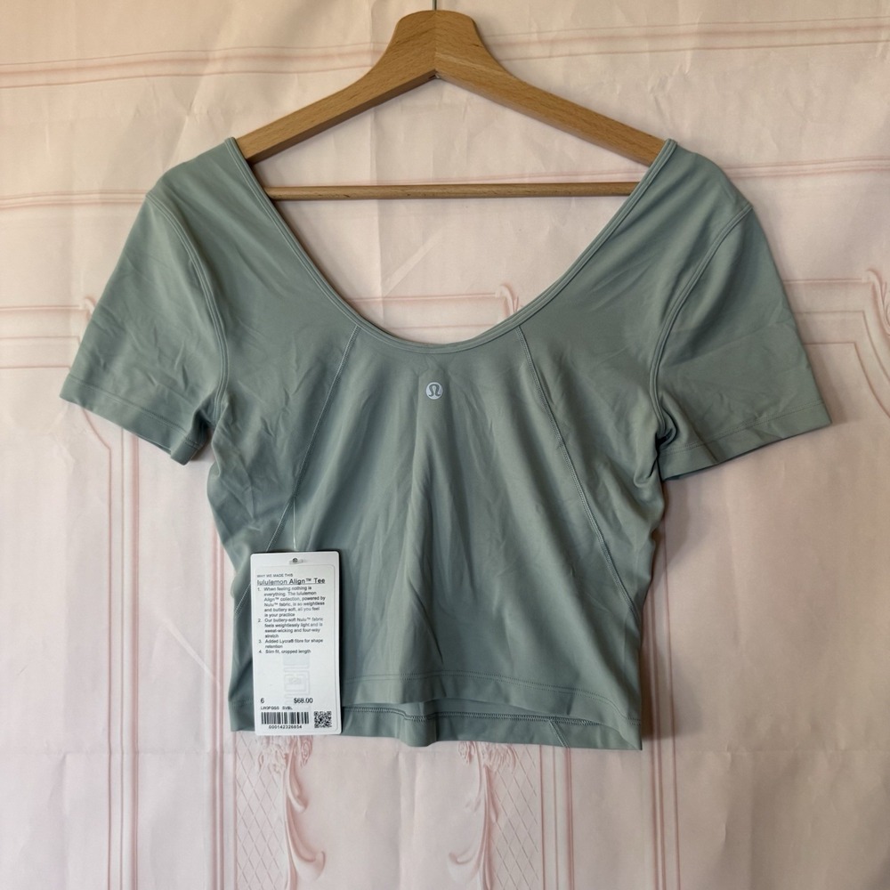 Lululemon Align Tee Cropped SVBL Silver Blue Size 6 NWT $68